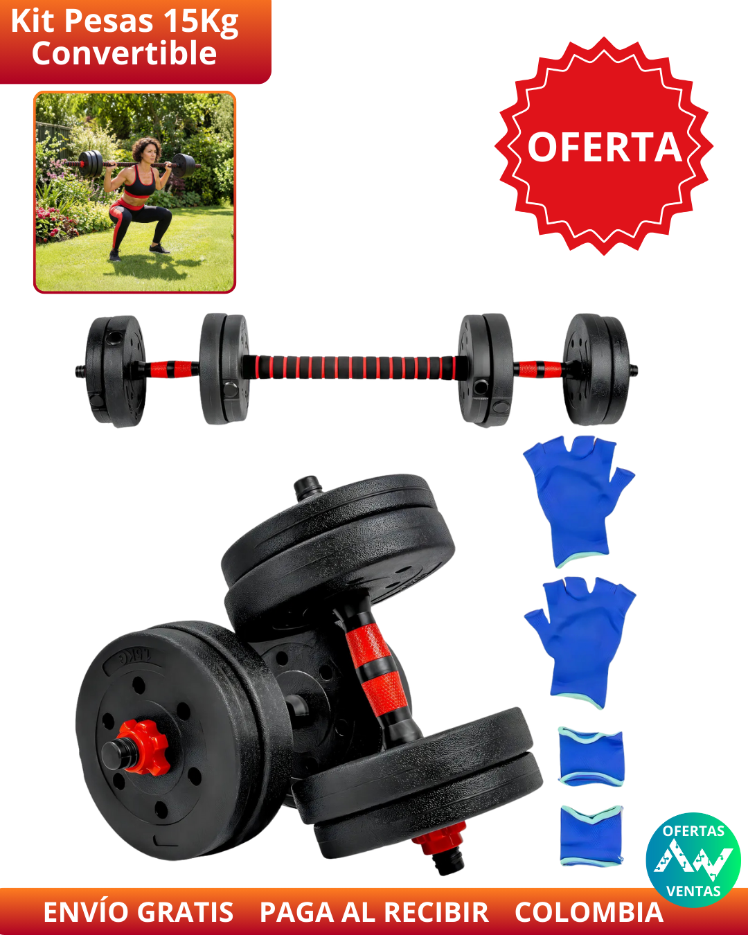 Kit de Mancuernas de 15 Kg